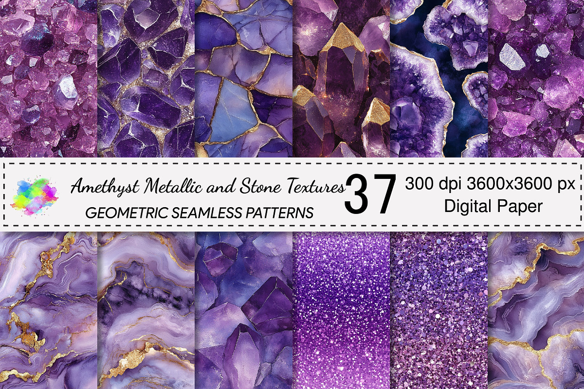 Amethyst Metallic and Stone Textures, a Pattern Graphic by Canvas Craft (Photo 1 of 9)
