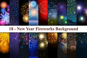Happy New Year Fireworks Background, a Decorative Illustration by Digital Studio