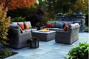 Cozy Outdoor Patio with Fire Pit and, a Background Photo by Lermont51