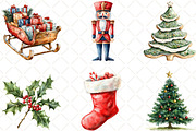 Watercolor Christmas Clipart Bundle, an Illustration by Black Bird Studio (Thumbnail 4 of 6)