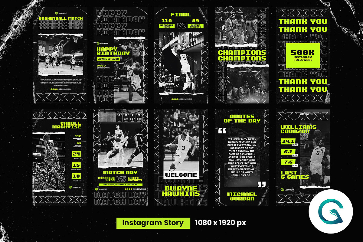 Basketball Social Media Pack, a Social Media Template by Geelator Studio (Photo 3 of 5)