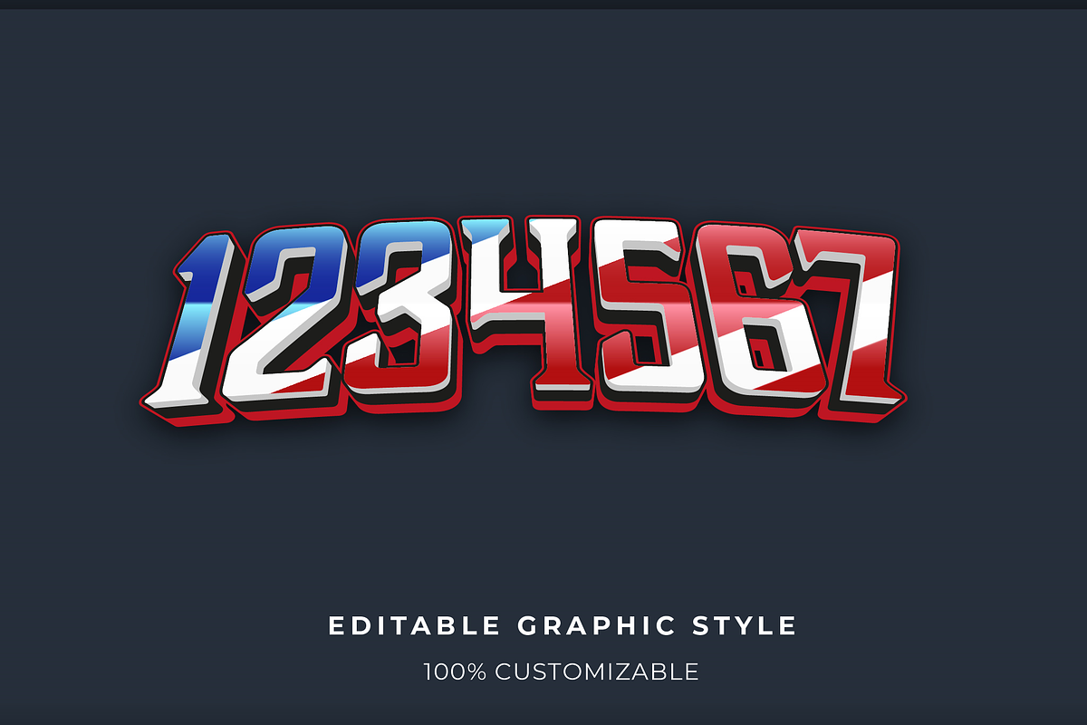 3D Chrome USA Flag Text Effect preview 2
