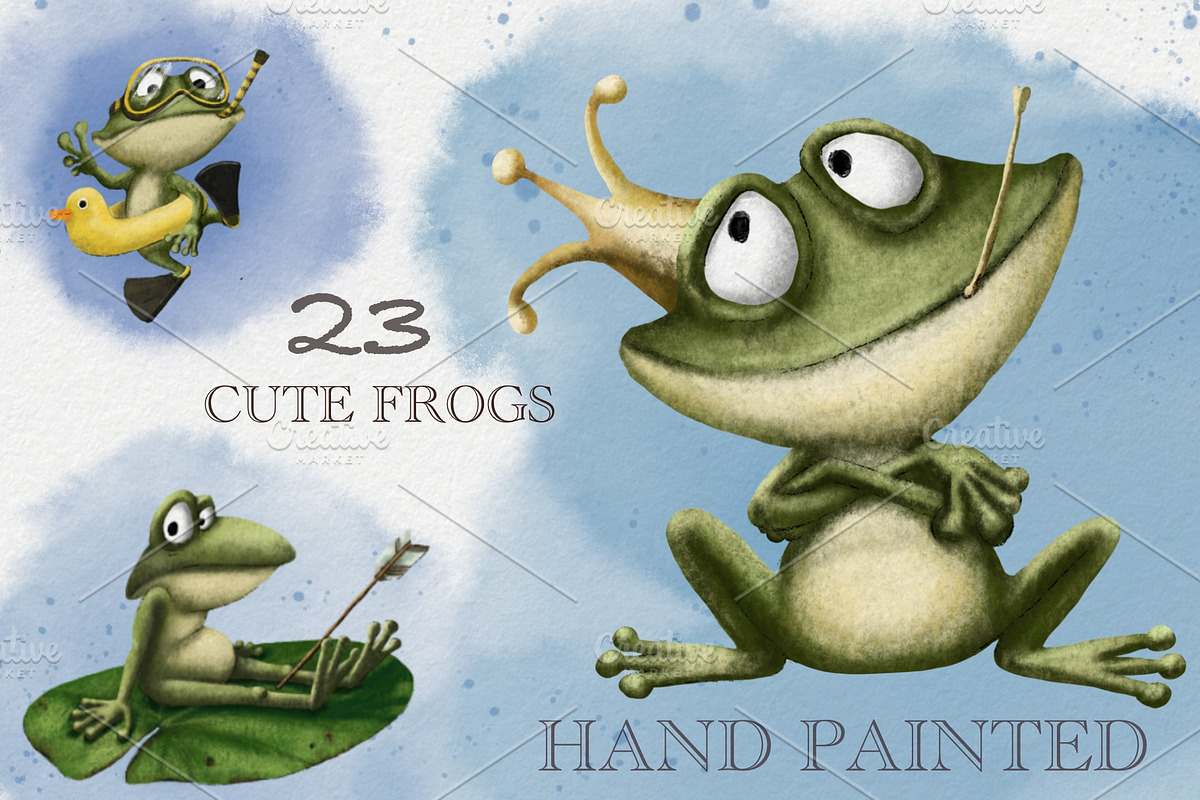 Cute Frogs Clipart. Illustration, an Animal Illustration by sheincar (Photo 1 of 3)