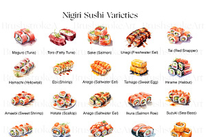 Watercolor Sushi, Japanese Food PNG