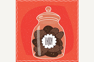 Glass jar with pile of cookies