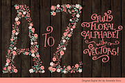 Mint & Coral Floral Alphabet Clipart, an Illustration by Amanda Ilkov (Thumbnail 2 of 5)