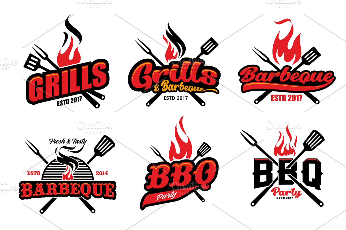 Bbq grill icons, barbecue fork, a Food Illustration by Vector Tradition
