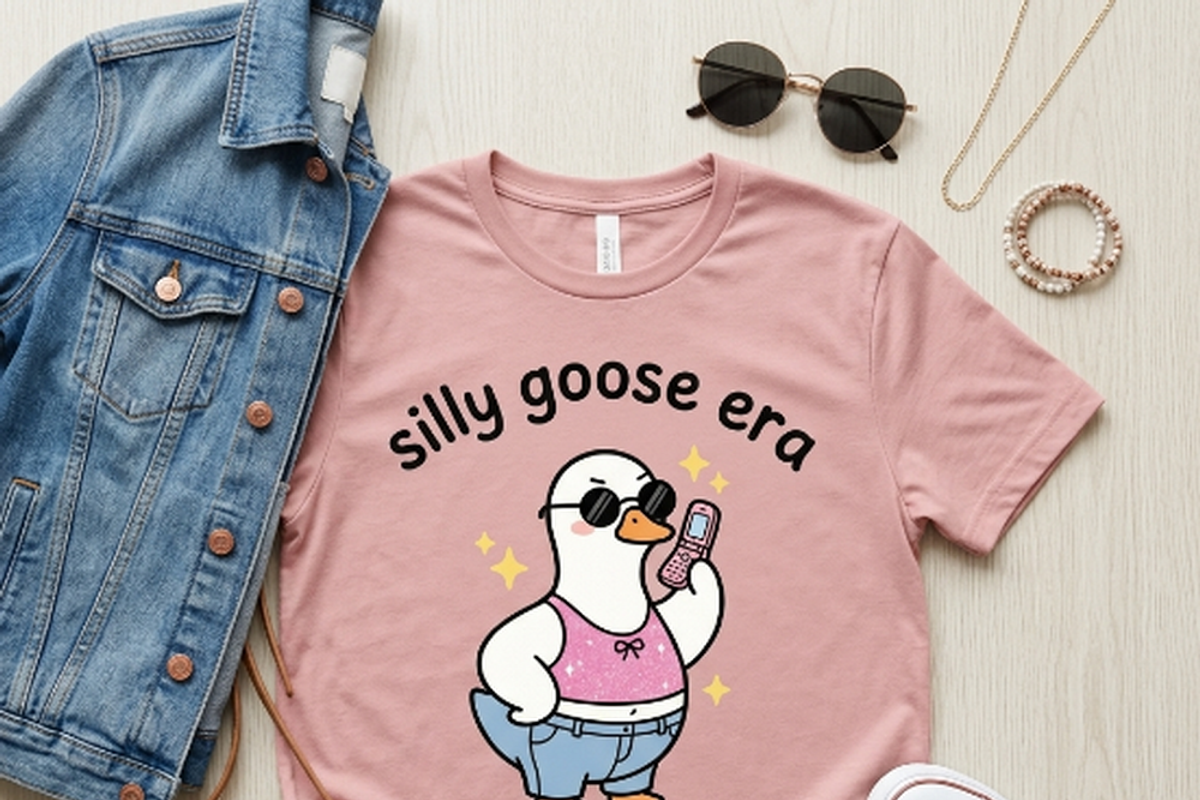 Silly Goose Era Y2K T-Shirt PNG, a Shirt Mockup by Vector Stall (Photo 6 of 15)