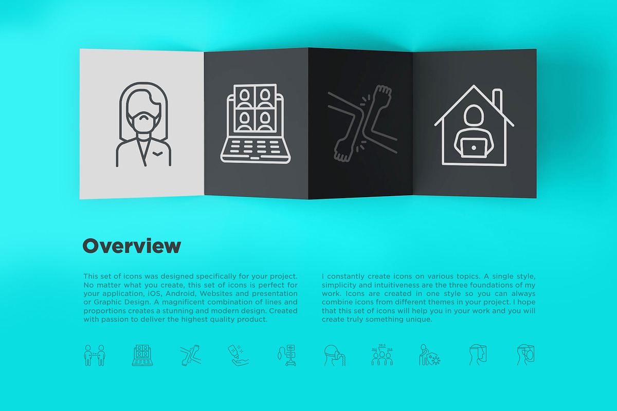 New Normal | 16 Thin Line Icons Set, an Outline Icon by Alex Blogoodf (Photo 3 of 15)