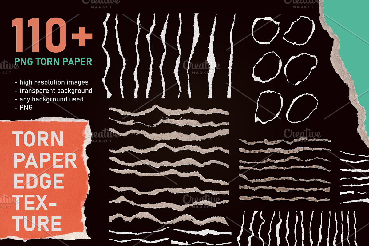 Torn Paper Edge Textures PNG Packs, a Texture Graphic by Creative_View (Photo 1 of 13)