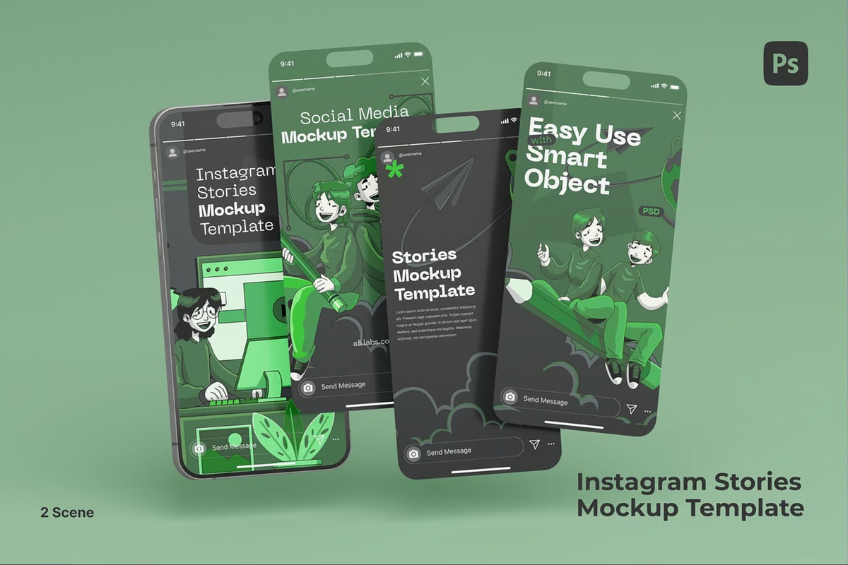 Instagram Stories Mockup, an Advertising Mockup by Se٧enStudio (Photo 1 of 5)