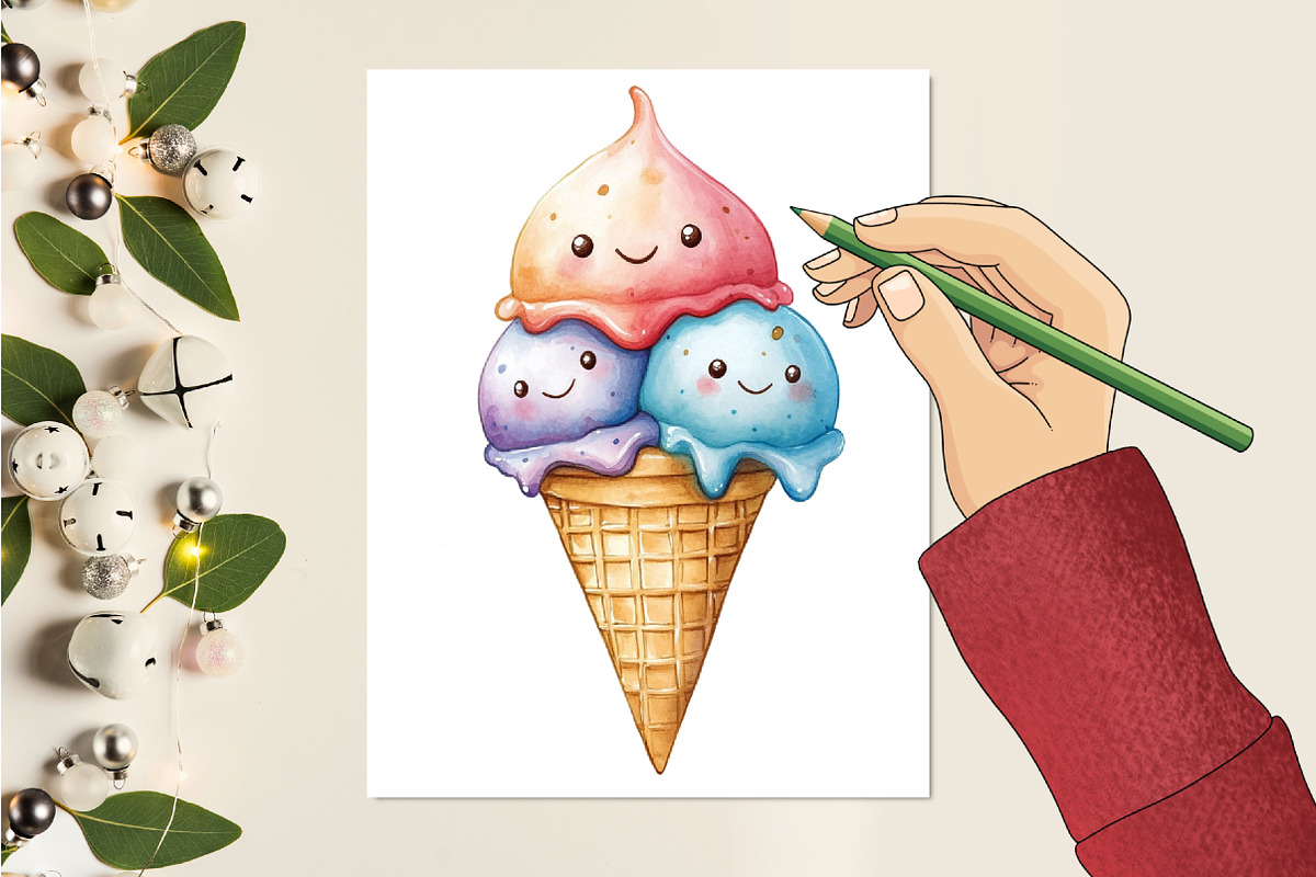 Kawaii Glitter Food Clipart, an Illustration by RobertsArt (Photo 3 of 7)