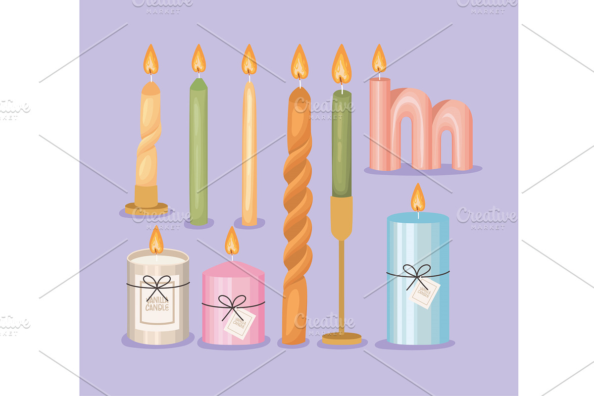 candle icons set, an Object Illustration by studiogstock