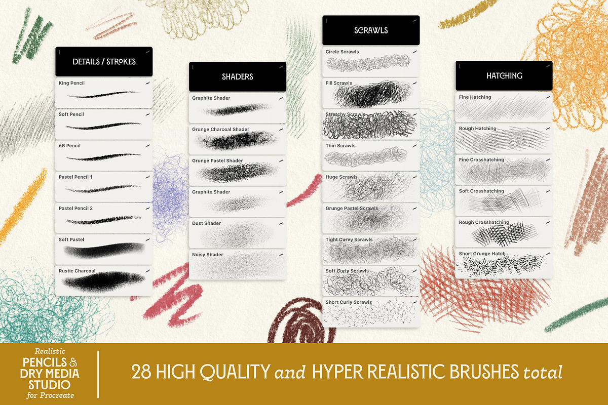 VVDS Realistic Pencils & Dry Media, a Brush Add-On by Vintage Voyage Supply (Photo 7 of 10)