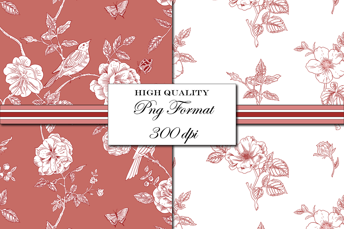 Red Toile de Jouy Patterns, a Pattern Graphic by RachelStudio (Photo 4 of 8)