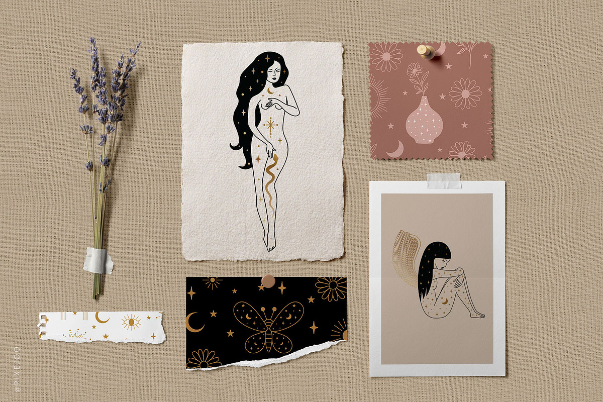 Celestial Woman Collection EPS JPG, an Illustration by Pixejoo (Photo 2 of 13)