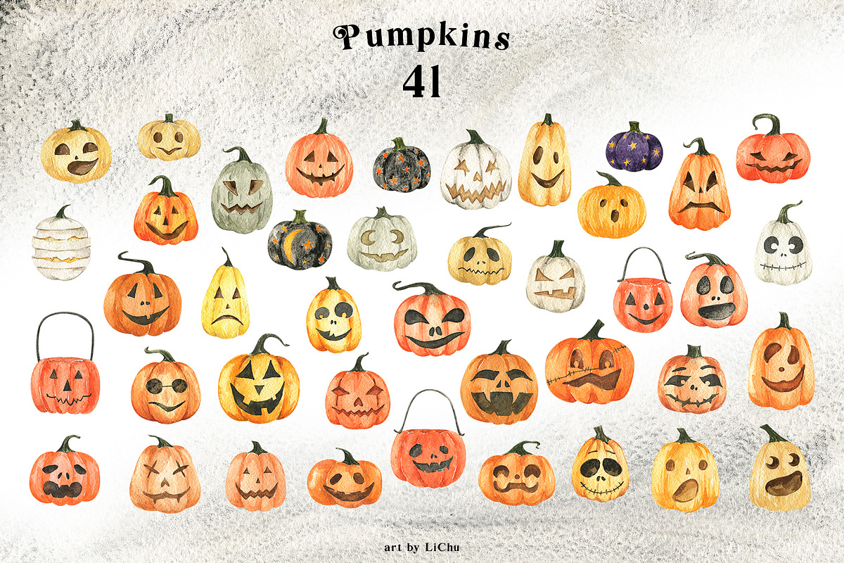 Cozy Halloween watercolor collection, a Seasonal Illustration by LiChu Art (Photo 5 of 28)