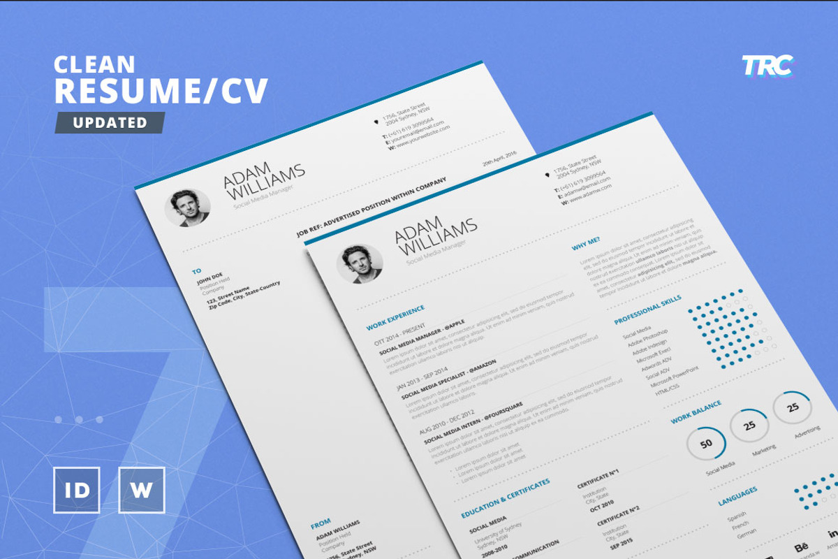 Clean Resume/Cv Template Volume 7, a Resume Template by TheResumeCreator (Photo 1 of 6)
