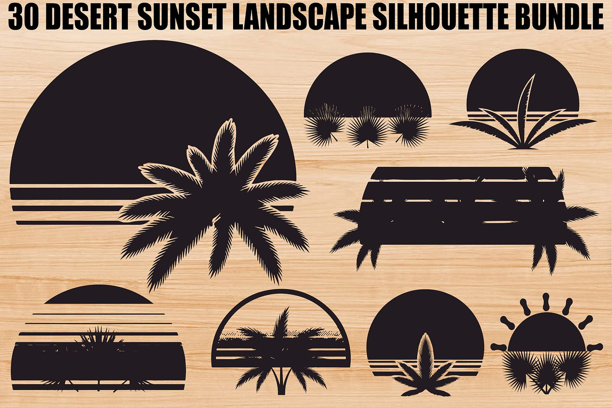 Desert Sunset Landscape Bundle, an Illustration by yasushie (Photo 9 of 31)