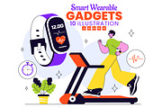 10 Smart Wearable Gadgets, a Technology Illustration by denayunebgt (Thumbnail 1 of 4)