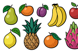 Retro fruits and vegetables, a Food Illustration by Barsuk's Shop