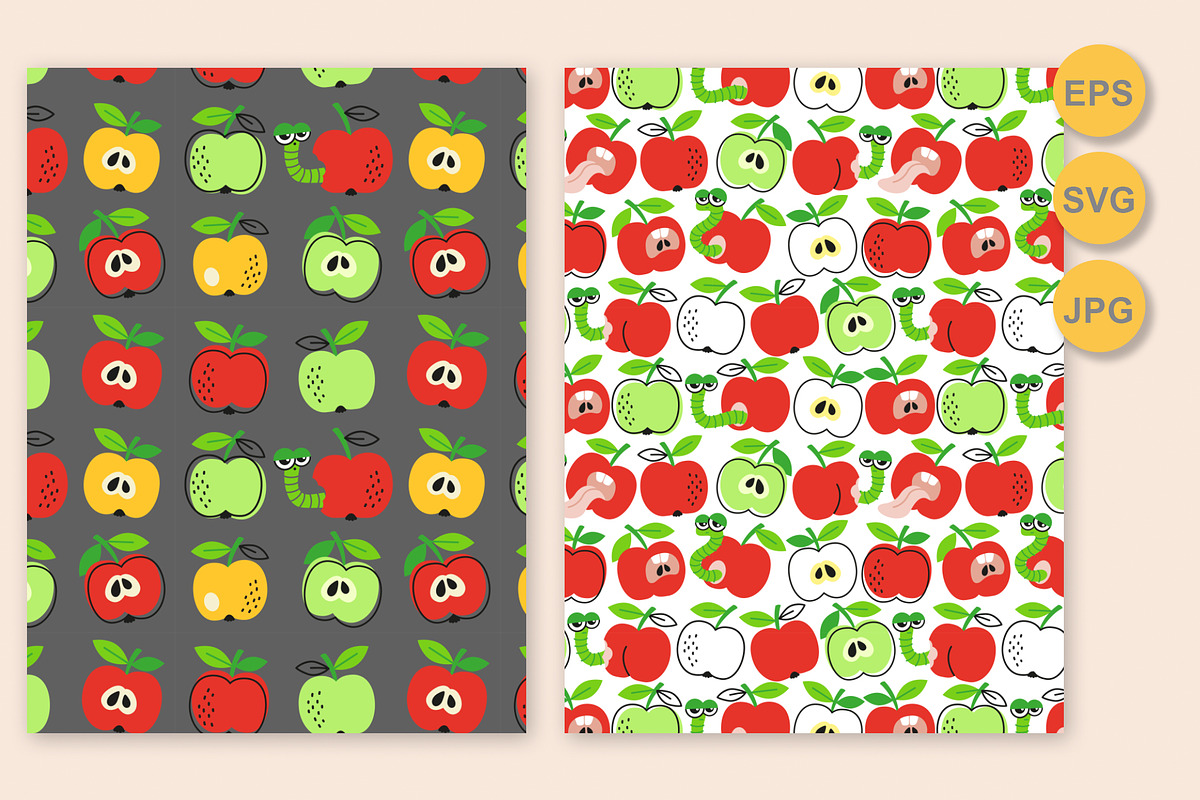 Seamless pattern Crazy Apple, a Pattern Graphic by Nataliia Toporovska (Photo 2 of 5)