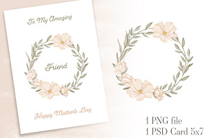 Mother's Day Card Floral Wreath