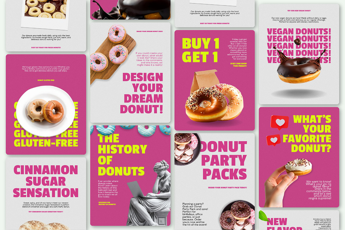 Canva Bakery & Donut Instagram Kit, a Design Template by SecondBrain Store (Photo 3 of 10)