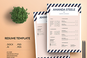 Memphis CV Resume Template / N