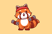 Cute Red Panda Lifting Dumbbell, an Animal Illustration by Catalyst Labs (Thumbnail 1 of 3)