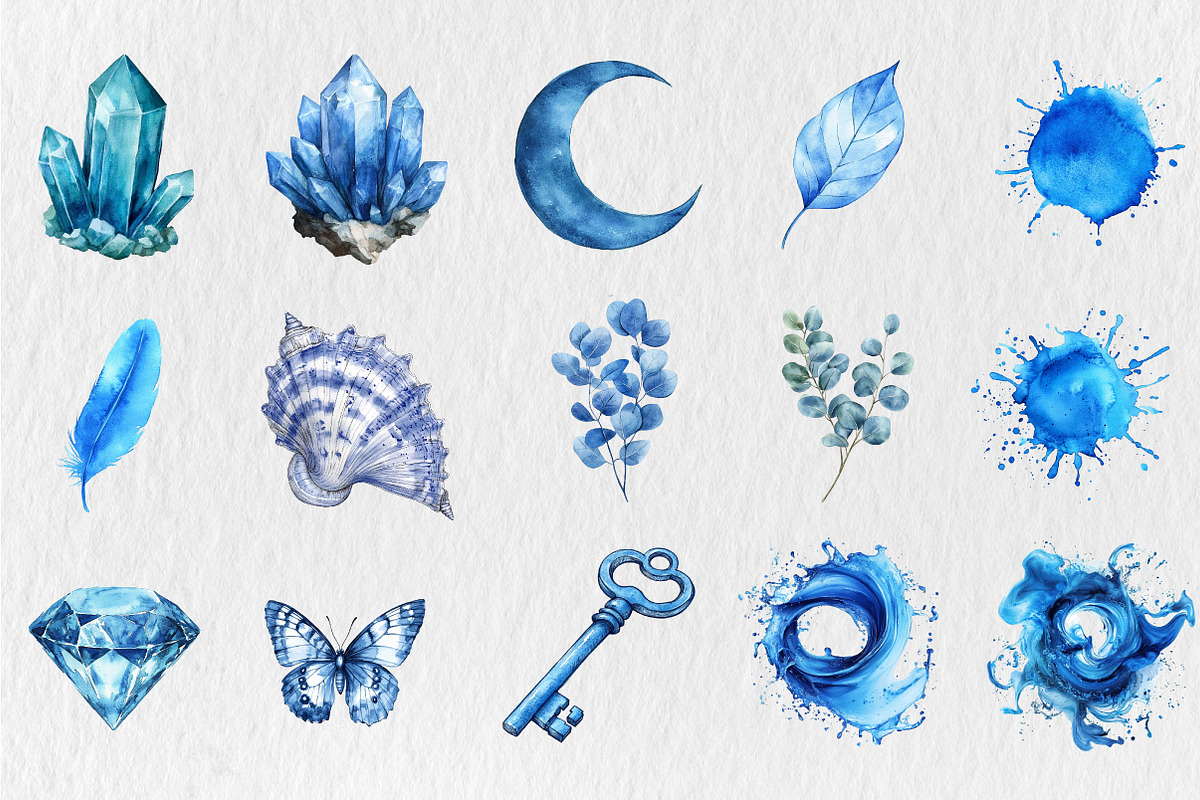Blue Ink Elements Clipart, an Illustration by Rose Art (Photo 3 of 5)