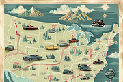 Retro Road Trip Map, a Background Graphic by Printable Treasure (Thumbnail 2 of 9)