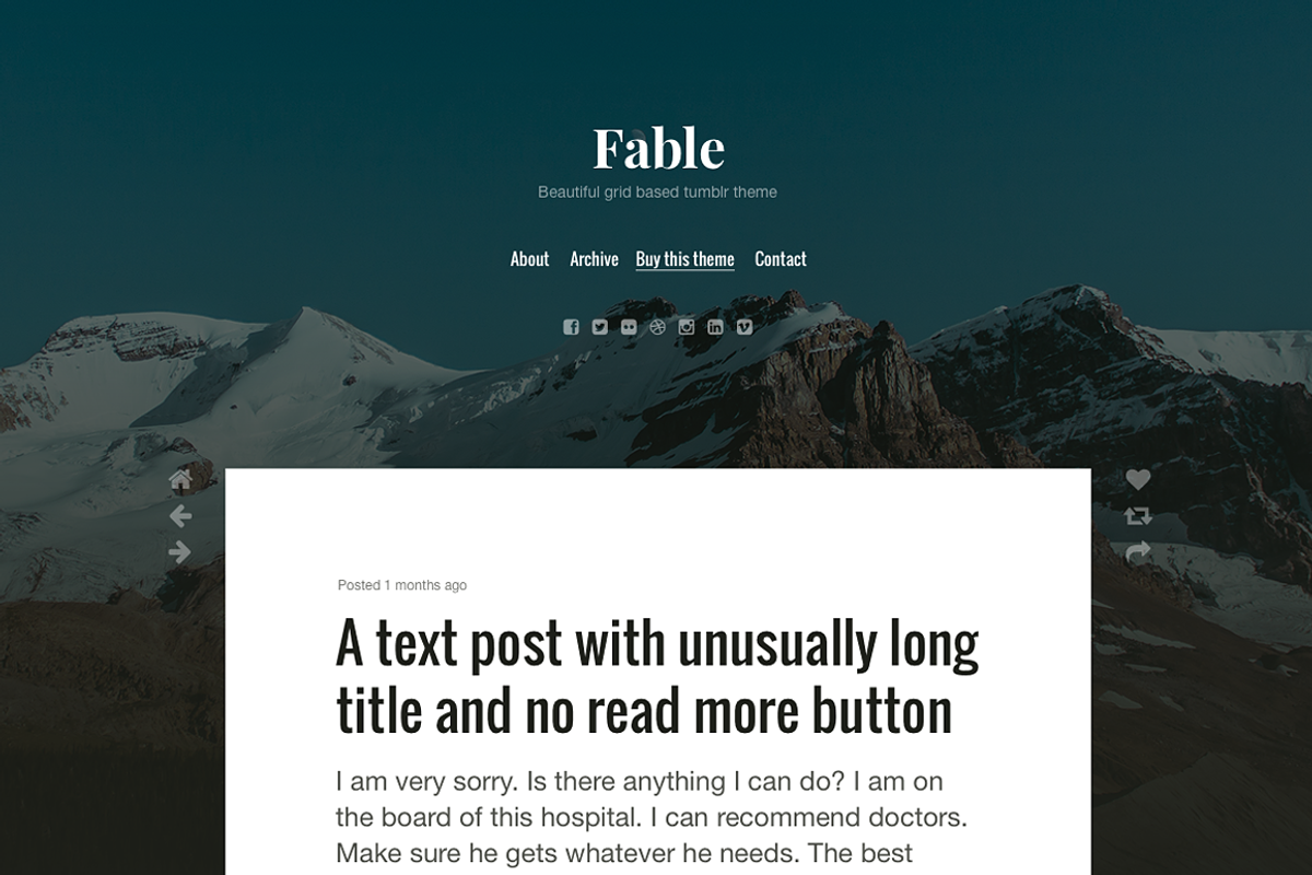 Fable tumblr theme, a Websites & App Template by Pixel Revel (Photo 3 of 4)