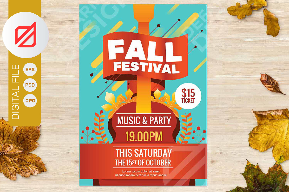Fall Festival Autumn Party Flyer, a Flyer Template by defarmerdesign