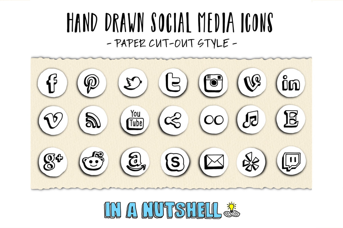 Hand Drawn Social Media Icons, a Graphic by In A Nutshell Studio