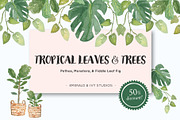 Tropical Leaves & Trees Clipart, a Decorative Illustration by Emerald & Ivy Studios (Thumbnail 1 of 4)