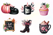 Watercolor Pink and Black Autumn, an Illustration by CreationArt (Thumbnail 7 of 9)