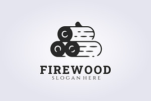 vintage line art firewood logo