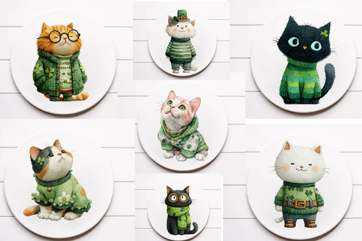 St Patrick Day Cats Clipart, an Illustration by Designworld (Photo 5 of 6)