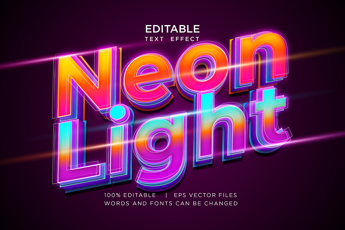 neon editable eps text effect bundle, a Plug-in Add-On by yokbisayok (Photo 3 of 5)