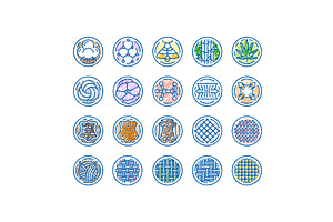 fabric cloth textile material icons, an Object Illustration by pikepicture