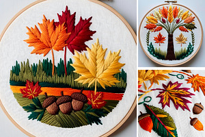 Background Embroidered Leaf Tree