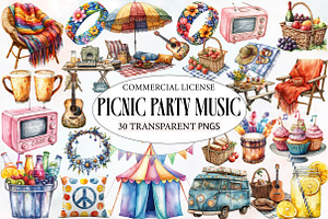 Picnic Party Music Festival Clipart, an Illustration by Designworld