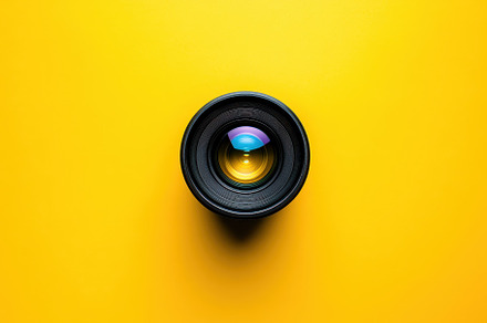 A close-up view of a camera lens res, a Photo by Tanuart