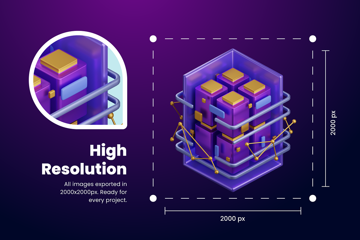 3D Artificial Intelligences Icons, an Object 3D Model by Flat Icons