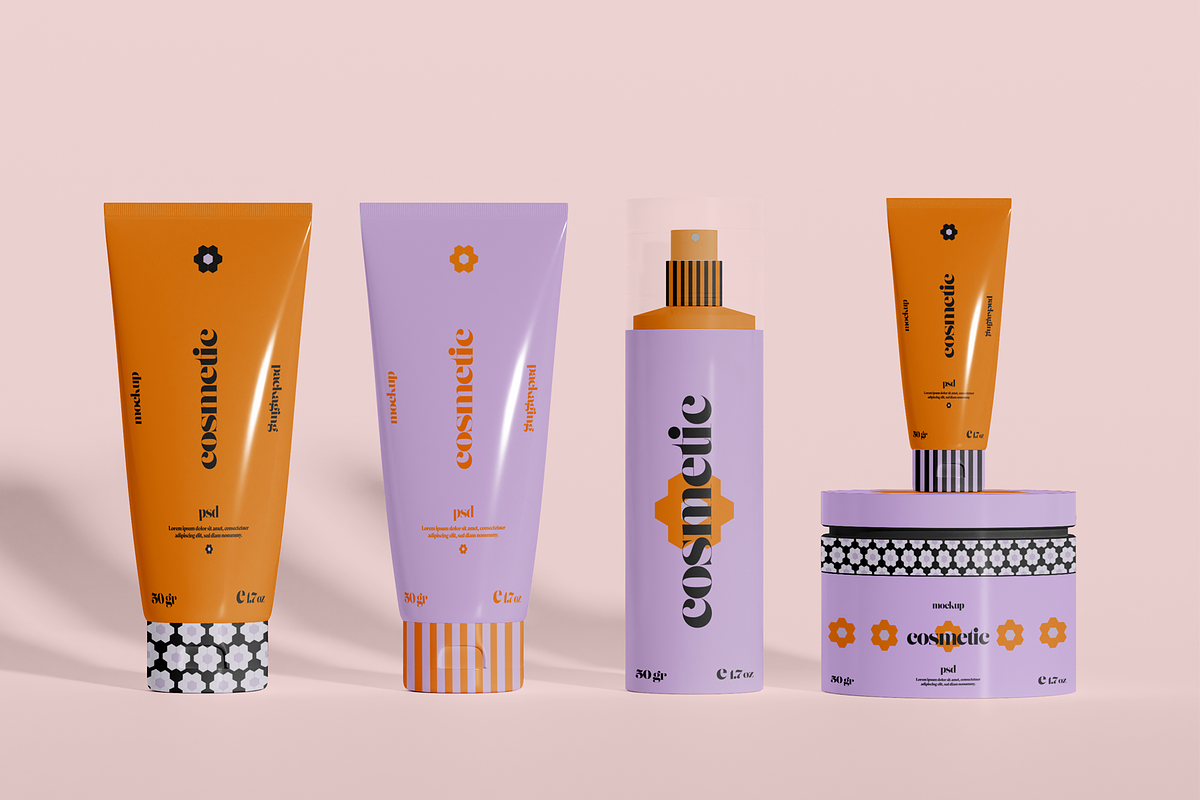 Set of Beauty Products Mockup, an Advertising Mockup by Hubzway (Photo 2 of 2)