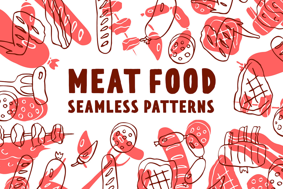 Meat food patterns, a Pattern Graphic by Hellgram (Photo 1 of 6)