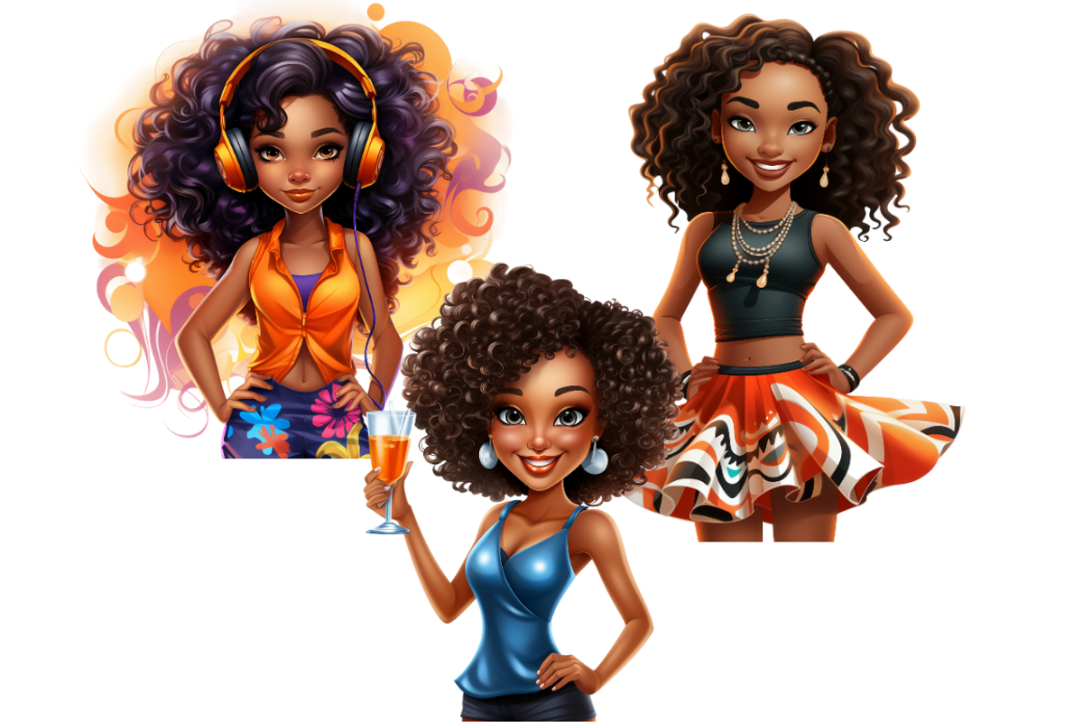 African American Party Girl Cliparts, a Person Illustration by Mash Mash Stickers (Photo 3 of 9)