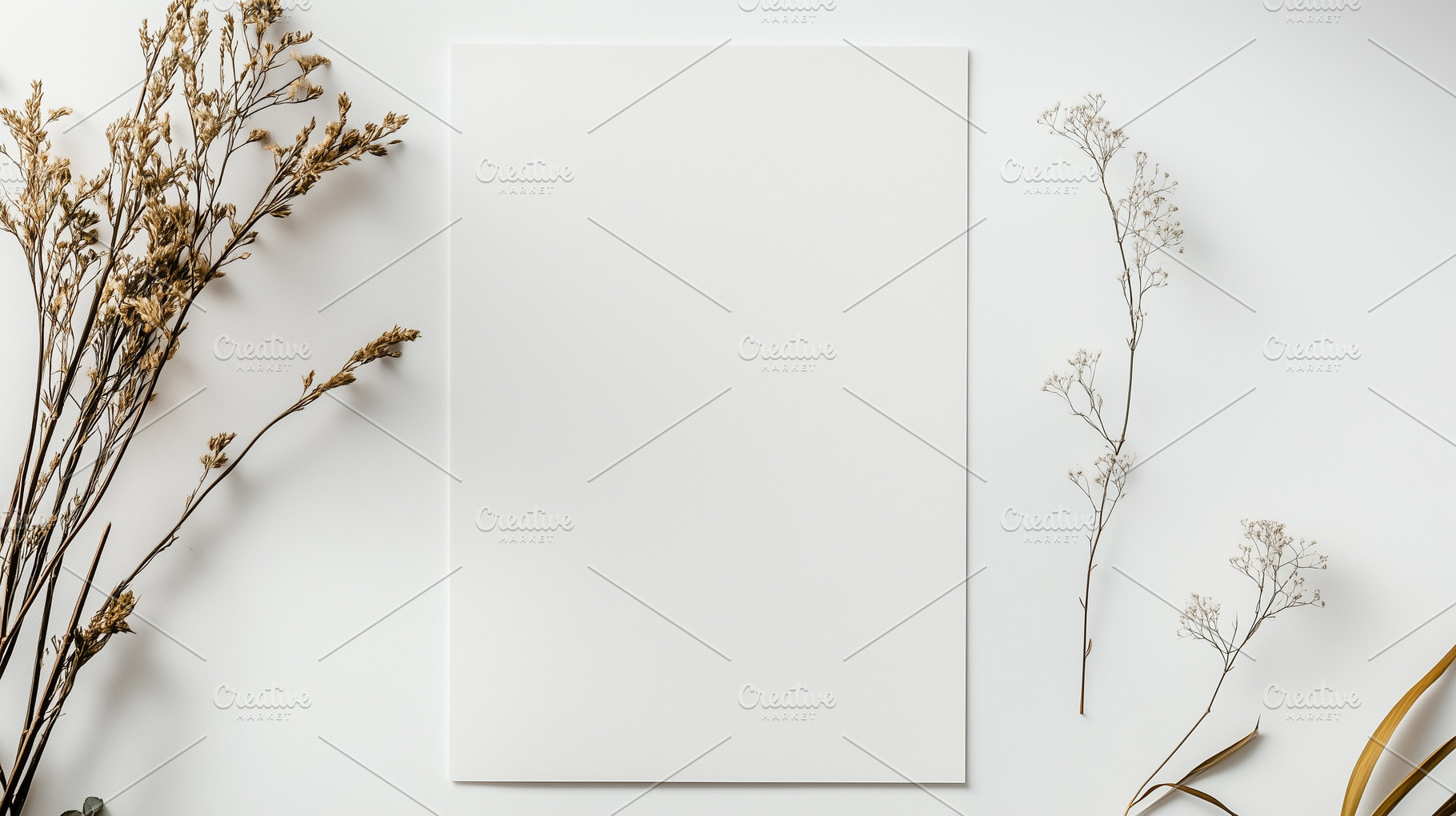 Blank paper with dried floral branch, a Background Photo by MistyDay