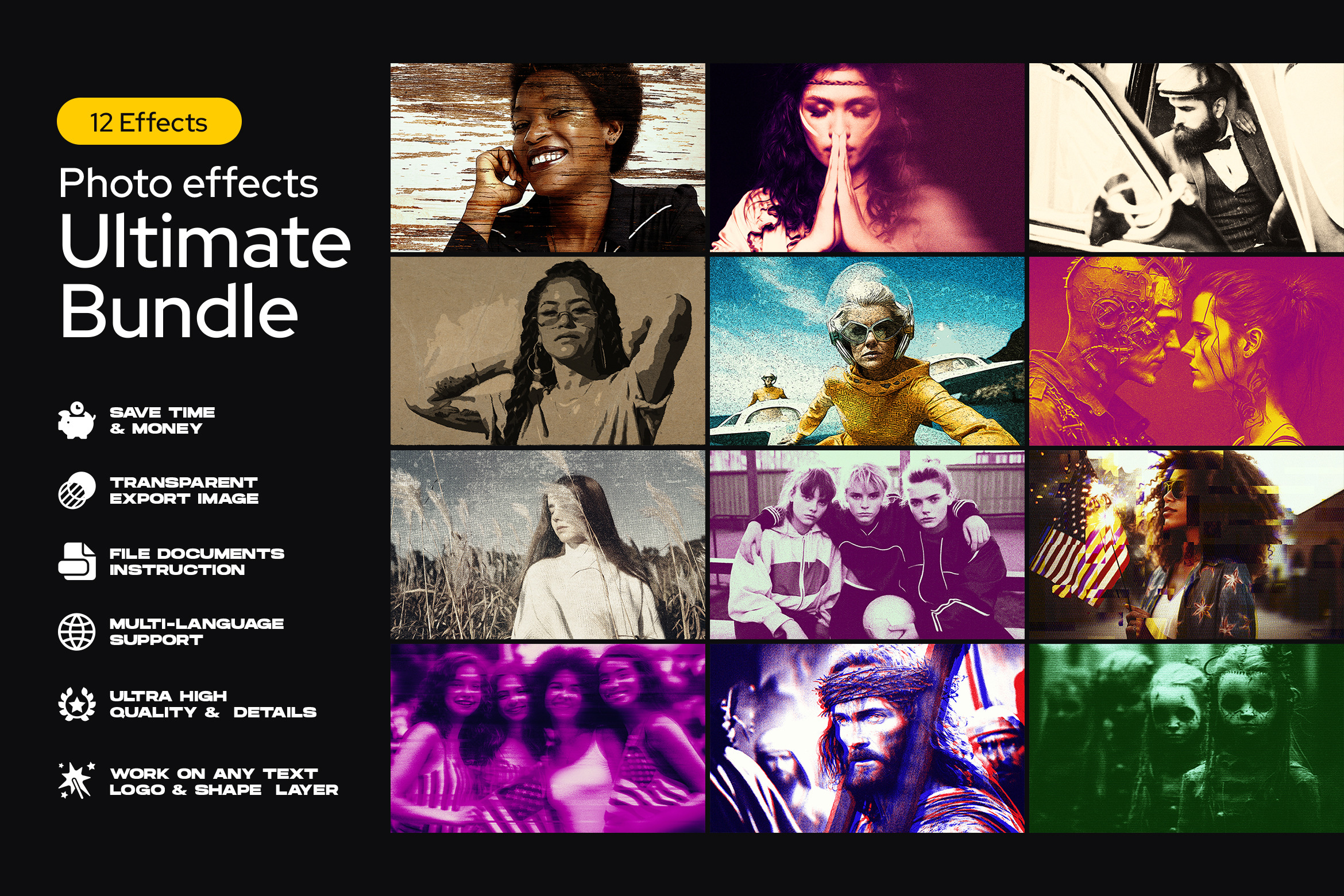 12 Photo Effects Ultimate Bundle, a Layer Style Add-On by dokudokunomi